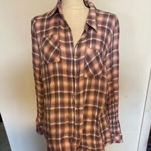 BCBG Generation Plaid Button Down Shirt Size M